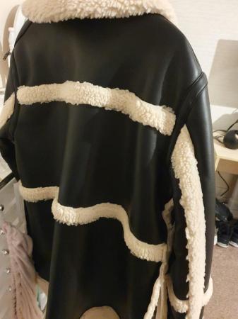 Image 2 of Topshop reversible borg/leather coat