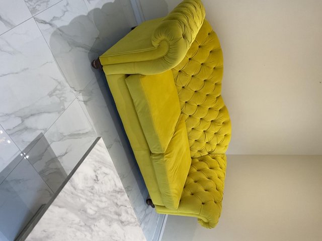 Preview of the first image of From DFS Windsor velvet 3 seater yellow colour Joules make.