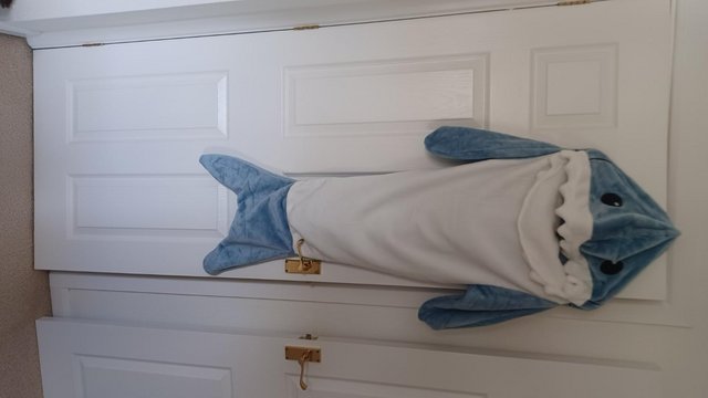 Image 3 of Shark kids onesie to suit up to small adult in soft cosy fle