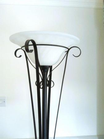 Image 2 of Floor standing metal lamp with a glass shade