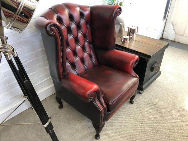 Image 2 of Oxblood Queen Anne Chesterfield armchair. Can deliver.