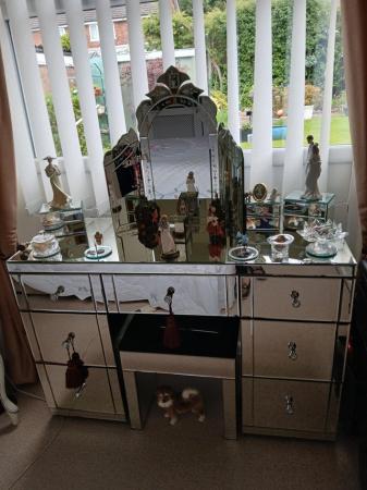 Image 2 of Glass dressing table, mirror and drawers