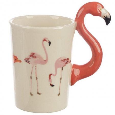 Image 2 of Fun Flamingo Shaped Handle Ceramic Mug. Free uk postage