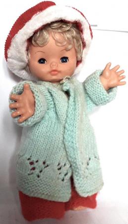 Image 3 of 1980's SOFT PLASTIC DOLL - RED / BLUE OUTFIT - 24 cm