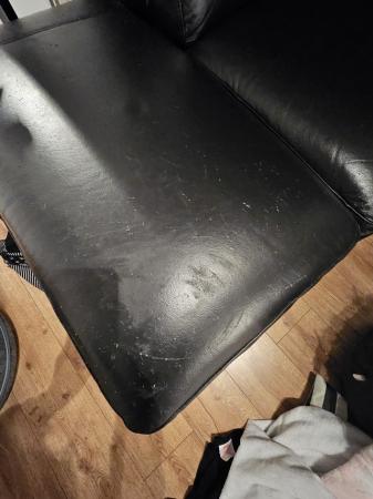 Image 2 of L shaped leather black sofa
