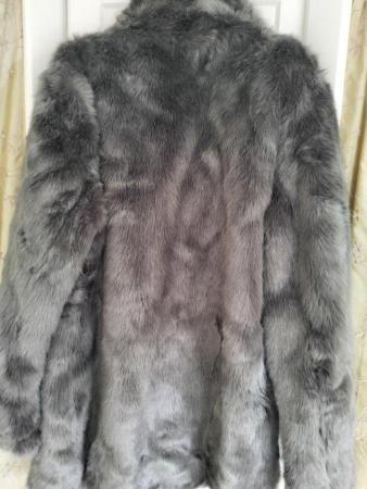 Image 3 of Warehouse charcoal grey faux fur coat