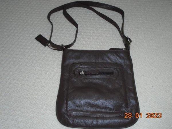Image 3 of Ashwood Zipped Dark Brown Leather Cross-Body Handbag