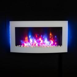Image 1 of Electric fire - Side LEDs Wall Mounted Arched White Glass