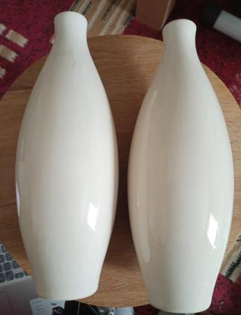 Image 3 of Pair of cream ceramic vases