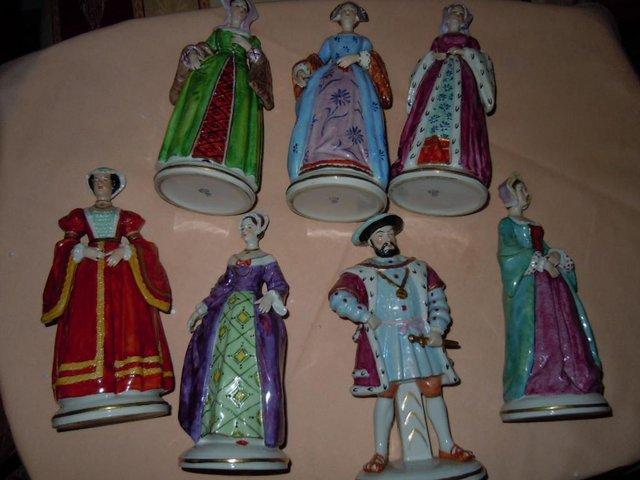 Preview of the first image of Porcelain Figures Henry VIII + 6 Wives Sitzendorf German.