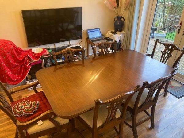 Image 1 of Large Dining Room Table with Chairs