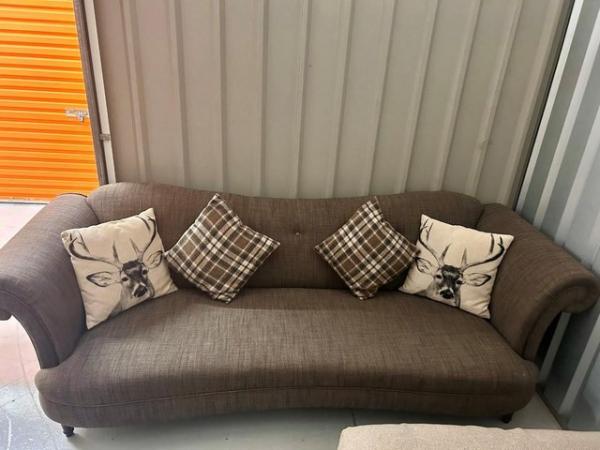 Image 1 of Large 3/4 Seater Brown Sofa