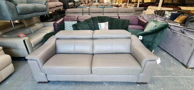 Image 7 of New Clarence grey leather 3 seater sofa bed