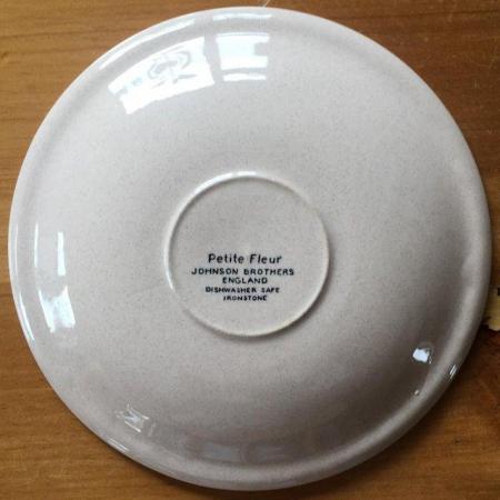 Image 2 of Blue & white 'Petite Fleur' saucer, Johnson Brothers.