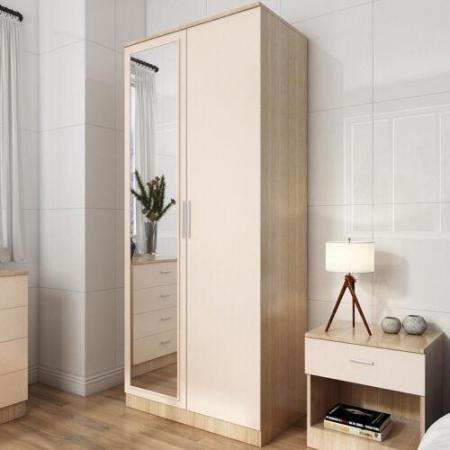 Image 1 of Double Wardrobes (Cream and Oak) x 3