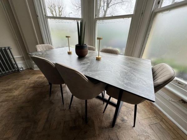 Image 1 of Symbiose Modern Ceramic Dining Table In Marble Look 200 Cm