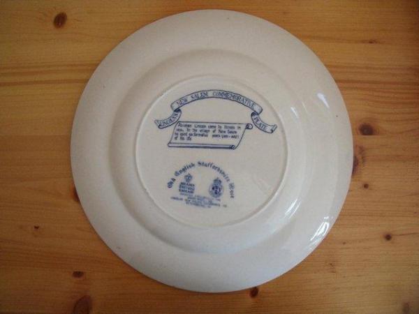 Image 3 of Vintage Adams blue & white Lincoln's New Salem plate.