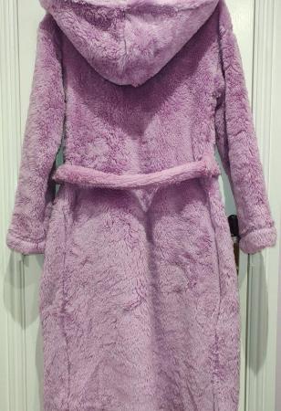 Image 12 of New M&S Lavender Fleece Dressing Gown X-Small Hooded Pockets