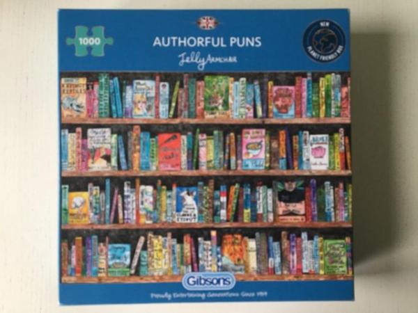 Image 1 of Gibson 1000 piece jigsaw titled Authorful Puns.