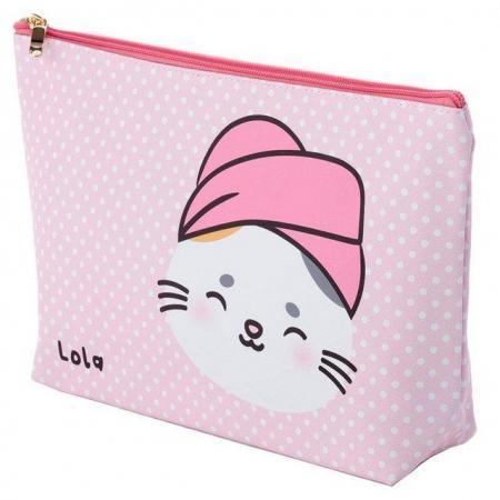 Image 1 of Adoramals Lola the Cat Large PVC Toiletry Makeup Wash Bag