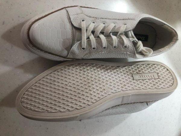 Image 3 of Dune of London White Reptile Leather Lace Up Trainer