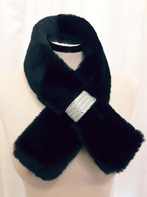 Preview of the first image of Faux fur neck warmers with diamanté detail..