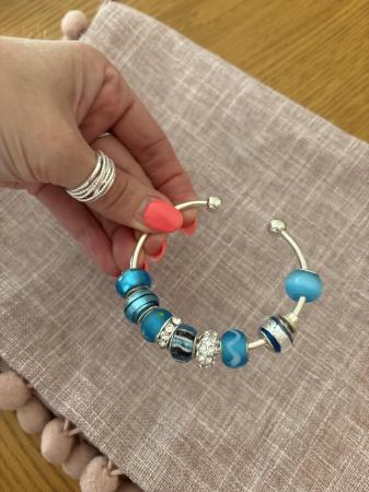 Image 1 of Women's Turquoise and Silver Charm Bangle