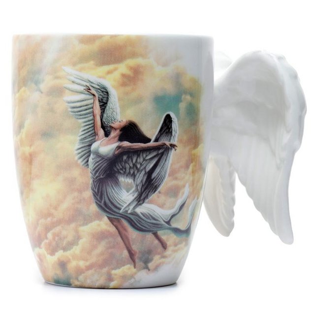 Preview of the first image of Novelty Ceramic Angel Wings Mug with Decal. Free uk Postage.