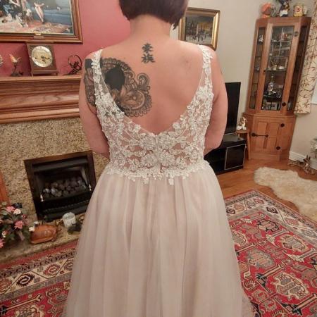 Image 3 of A line tulle & lace wedding dress, size 18, BNWTS