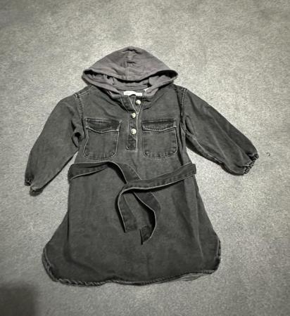 Image 2 of Zara Girls Dress Denim with hoodie black