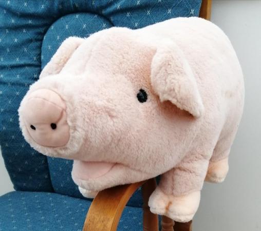 Image 16 of A Medium Sized Keel Simply Soft Pink Plush Pig.