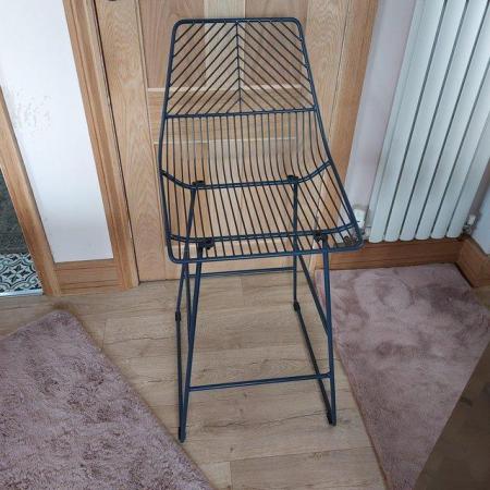 Image 2 of Dunelm navy blue bar stool in excellent condition