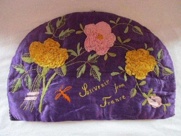 Image 1 of ANTIQUE, HANDMADE SILK TEA COSY FROM FRANCE