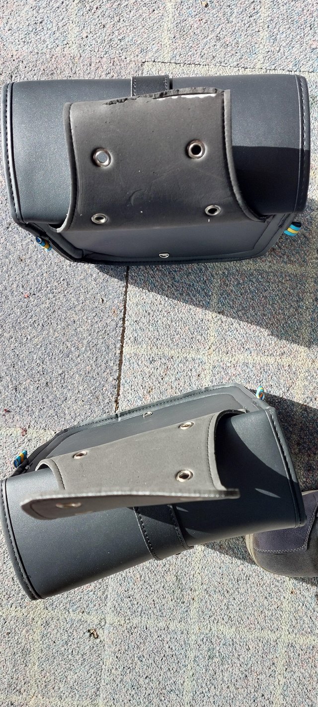 Preview of the first image of Pair of leather type panniers.