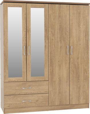 Preview of the first image of Charles 2 door 2 drawer mirrored wardrobe in oak.