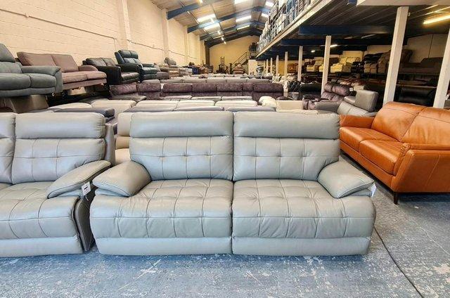 Image 2 of La-z-boy Knoxville grey leather electric 3+2 seater sofas