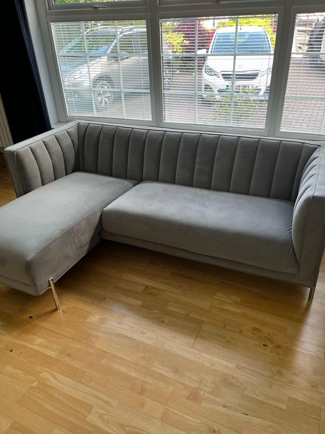 Preview of the first image of Dunelm Bellamy Luxe Velvet left hand sofa.