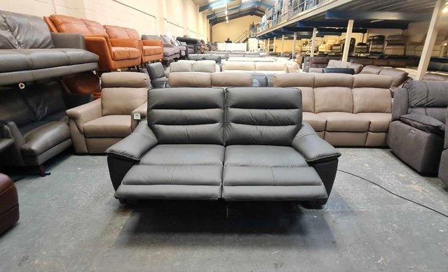 Image 3 of Carter grey leather electric recliner 3 seater sofa