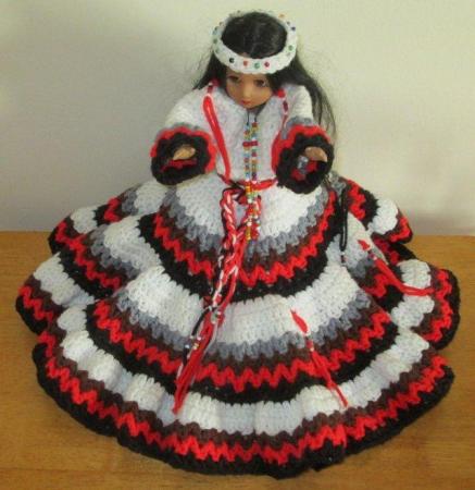 Image 1 of NATIVE AMERICAN INDIAN DRESSED DOLL 16" HIGH VGC