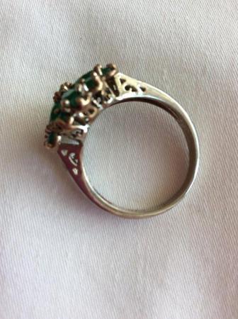 Image 2 of Large emerald dress ring set in silver