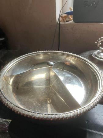 Image 2 of Epns heavy serving dish with handle with three sections
