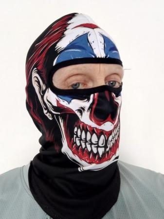Image 2 of USA flag clown face mask with FREE red baseball cap.