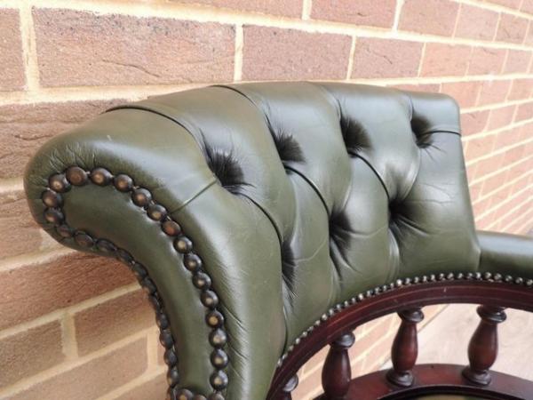 Image 11 of Antique Green Chesterfield Captains Chair (UK Delivery)