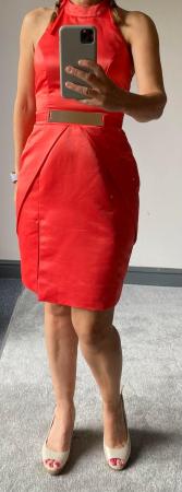 Image 3 of Stunning Lipsy dress size 10 in orange with silver waistband