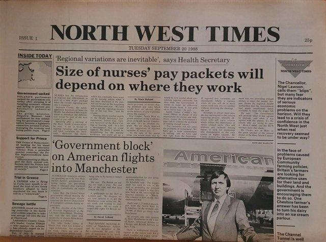Preview of the first image of North West Times first issue 1988.