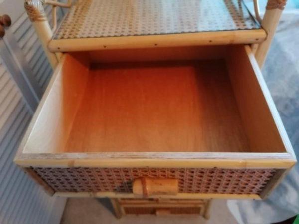 Image 5 of Vintage Wicker Rattan Bamboo Cane Tallboy/Chest of Drawers