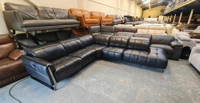 Image 13 of Ex-display Packham black leather recliner corner sofa