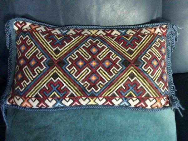 Image 1 of Beautiful Vintage embroidered cushion
