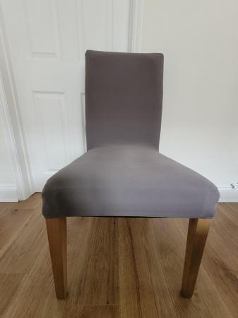 Image 3 of 4 IKEA Brown leather Oak dinning chairs with extra grey cove