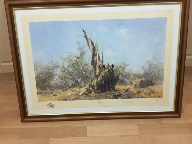 Preview of the first image of DAVID SHEPHERD RHINO BEWARE LIMITED EDITION SIGNED PRINT.